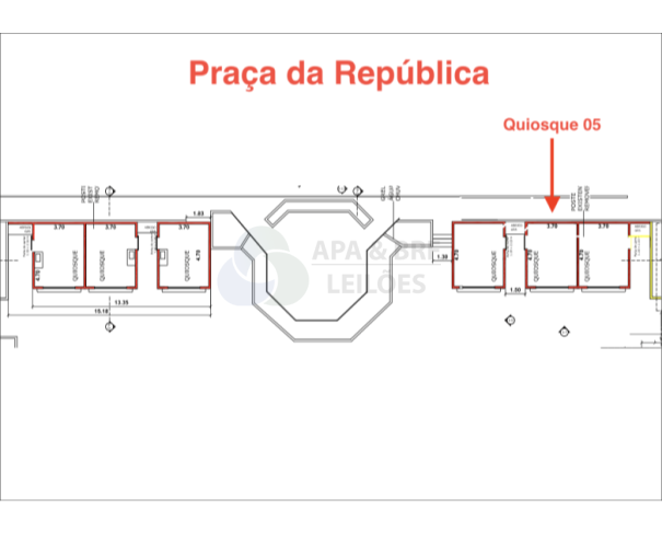 Foto de Locação de quiosque denominado número 05 com área de 17,39 m² (Praça da República)