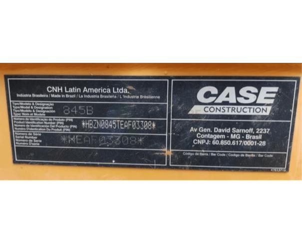 Foto de Motoniveladora Case 845B Ano 13/14 Chassi HBZN0845TEAF03308
